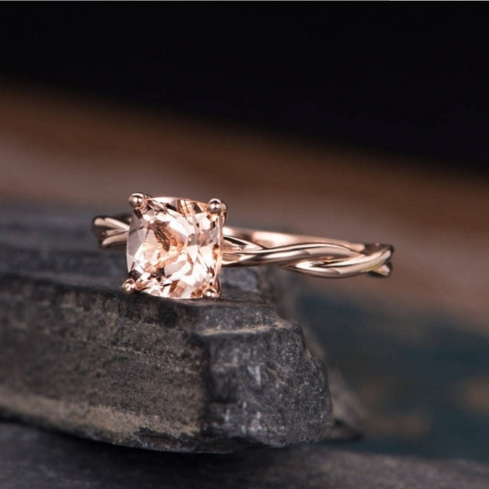 Rose Gold Plated Band with Morganite Gemstone